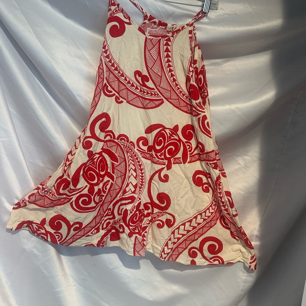 Maika Casual Kids Dress with Red Patterns on Cream